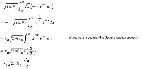 Gamma-function evaluation of the transformed logarithmic-potential action integral