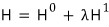 Hamiltonian split into an unperturbed part and a perturbation scaled by lambda.