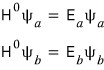 Unperturbed eigenvalue equations for states a and b.