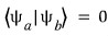 Orthogonality of the two basis states: their inner product is zero.
