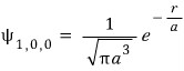 Hydrogen ground-state wavefunction, proportional to exp(-r/a).