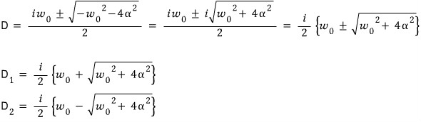 Characteristic roots i times (omega zero plus or minus Omega) divided by two.