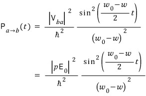 Transition probability rewritten using the electric transition dipole p and field amplitude E zero.
