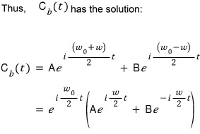 General upper-state amplitude as a sum of the two characteristic exponential solutions.