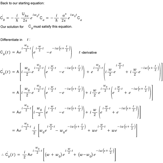 Differentiating the general upper-state solution and comparing it with the coupled amplitude equation.
