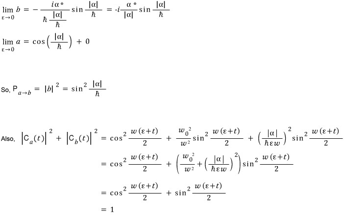 The impulse-limit amplitudes, their normalization, and the resulting transition probability.