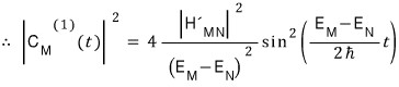 The leading transition probability from the squared magnitude of the first-order amplitude, with a squared energy-gap denominator.