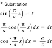 A sine substitution converts the half-well overlap integral into an integral of a squared variable.