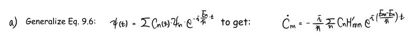 Part (a): use an expansion in unperturbed energy eigenstates to derive the coupled amplitude equations.