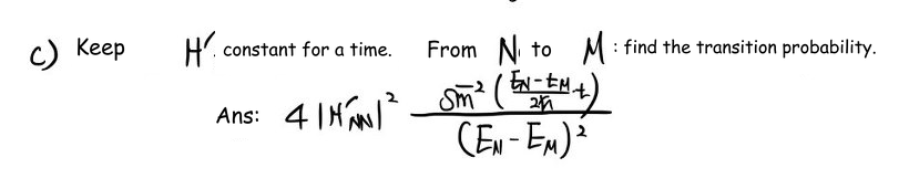 Part (c): determine the finite-time transition probability when the perturbation matrix element is constant.