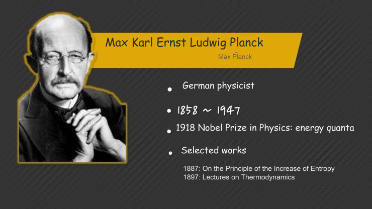 Portrait of Max Planck with biographical notes and selected publications.