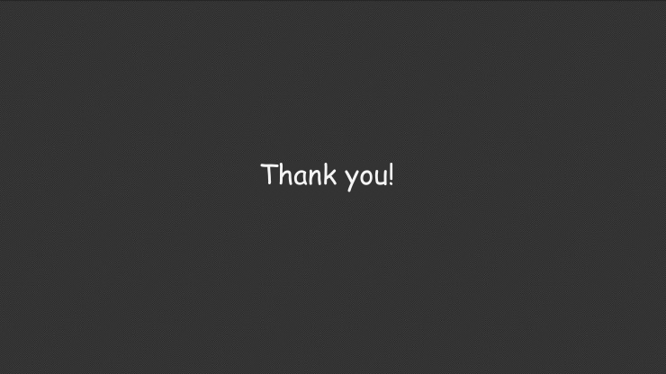 Final presentation slide saying thank you.