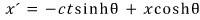 The second equation: x′ = −ct sinh θ + x cosh θ