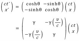 The boost matrix with γ on the diagonal and −γ(v/c) off the diagonal