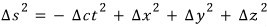 Δs² = −(cΔt)² + Δx² + Δy² + Δz²