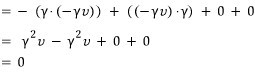 The dot product of the two transformed vectors: the γ²v terms cancel and it comes out 0
