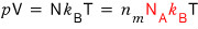 Rewriting N with moles: pV = N k_B T = n_m N_A k_B T
