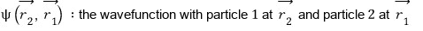 Definition: ψ(r₂, r₁) is the wavefunction with particle 1 at r₂ and particle 2 at r₁