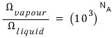 Ω_vapour/Ω_liquid = (10³)^(N_A)