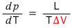 The Clausius-Clapeyron equation: dp/dT = L/(TΔV)