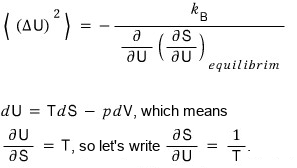 The denominator as ∂/∂U(∂S/∂U); dU = TdS − pdV gives ∂U/∂S = T, so ∂S/∂U = 1/T